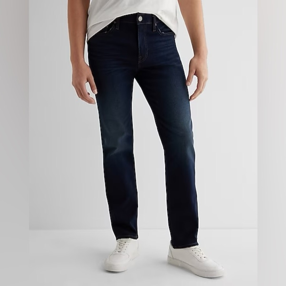 Express Slim Straight Dark Wash Stretch Jeans